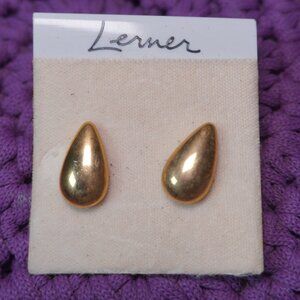 Lerner Womens Gold Vintage Tear Drop Shaped Studs Surgical Steel Earrings